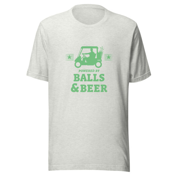 Powered by Balls & Beer Unisex Golf T-shirt - Image 4