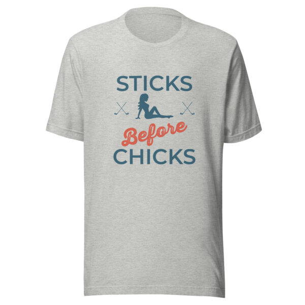 Sticks Before Chicks Men’s Unisex Golf T-shirt - Image 2