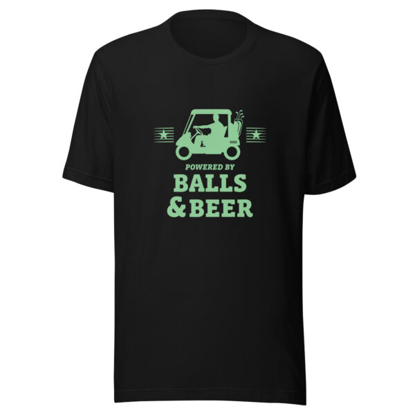 Powered by Balls & Beer Unisex Golf T-shirt - Image 2