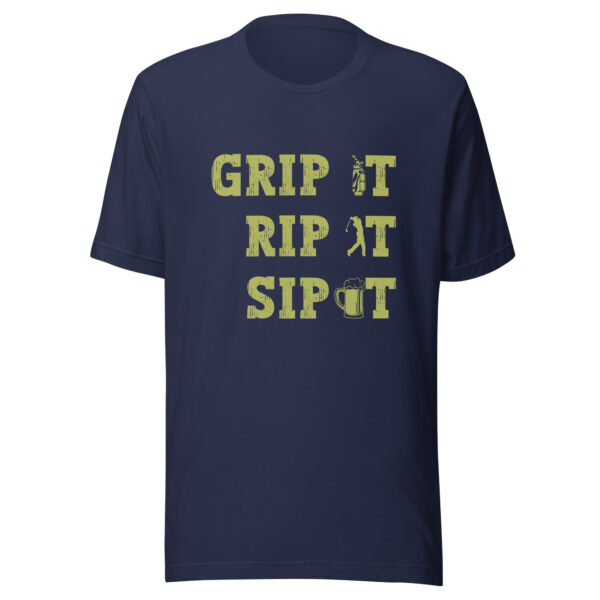 Grip It, Rip It, Sip It Unisex Golf T-shirt - Image 3