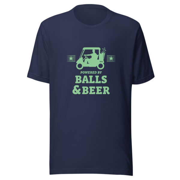Powered by Balls & Beer Unisex Golf T-shirt - Image 3